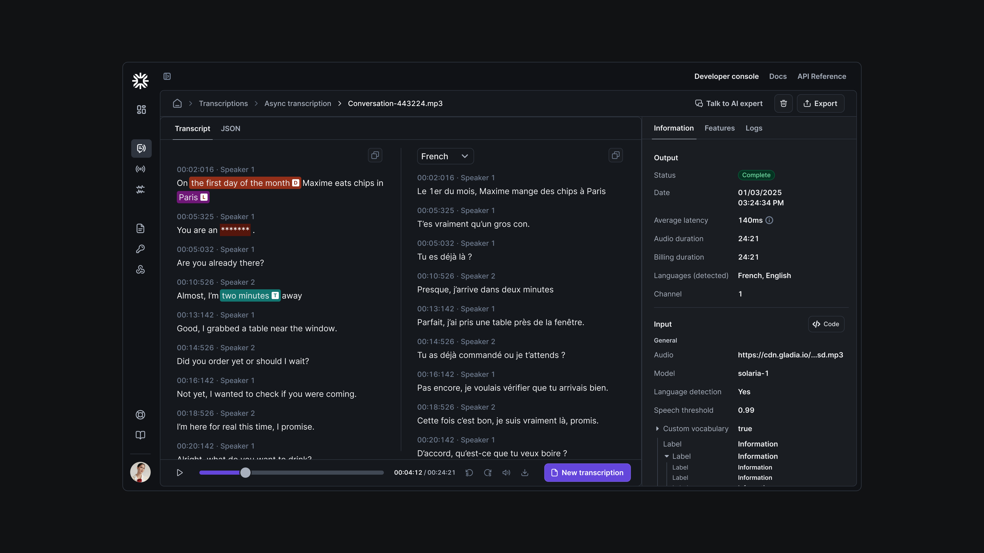 Gladia AI speech-to-text platform design