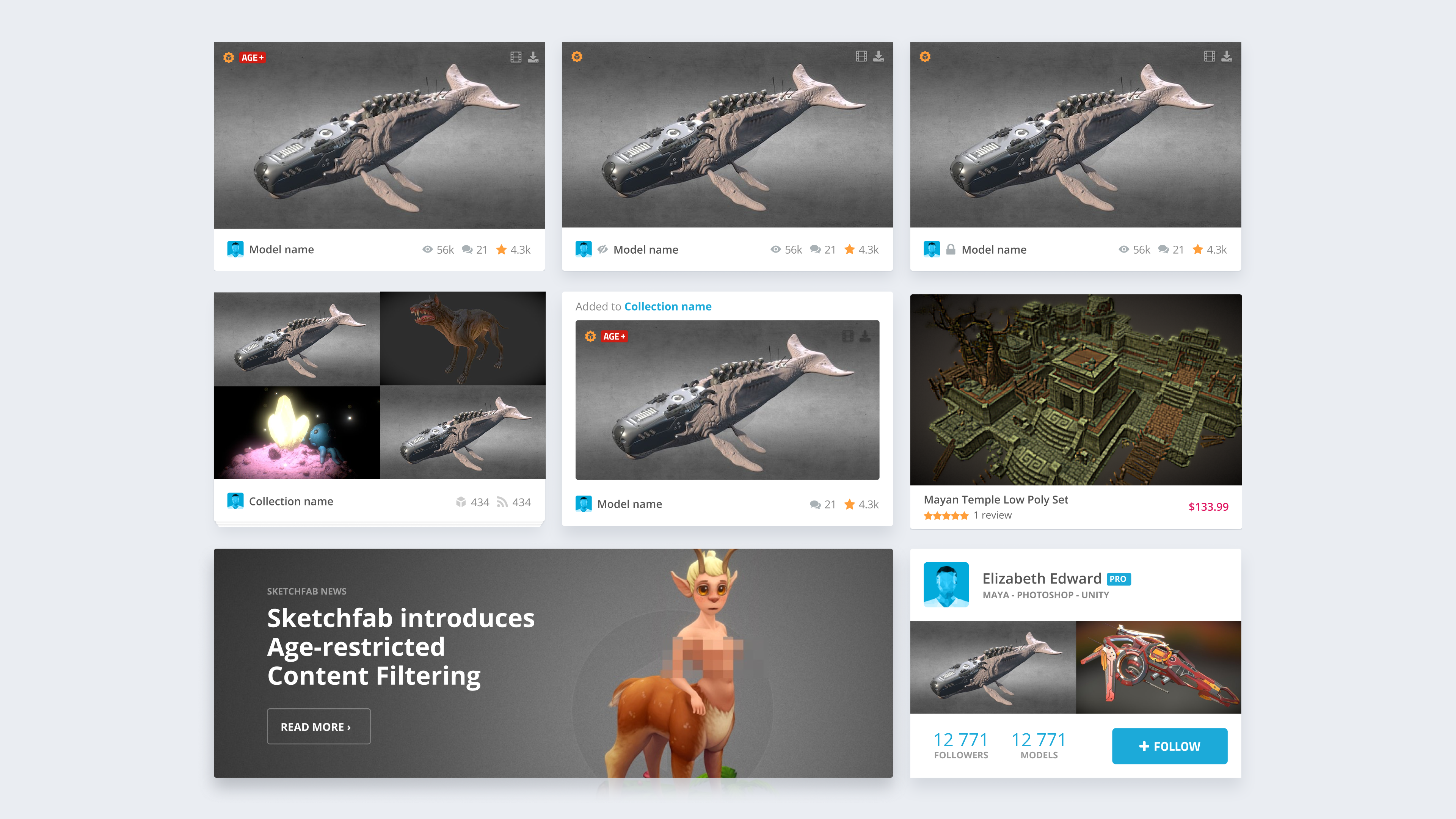 Sketchfab 3D marketplace product design