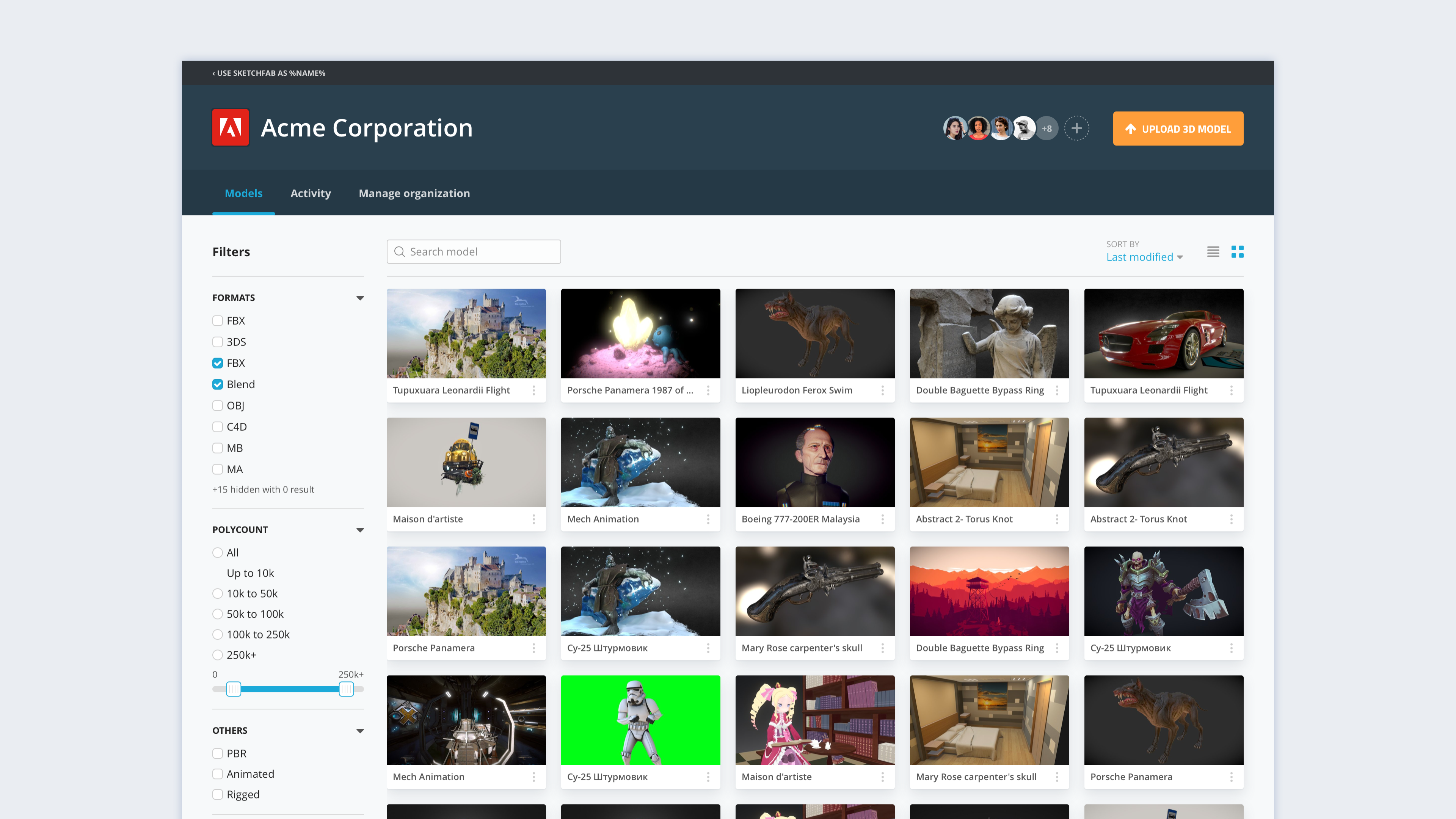 Sketchfab 3D marketplace product design